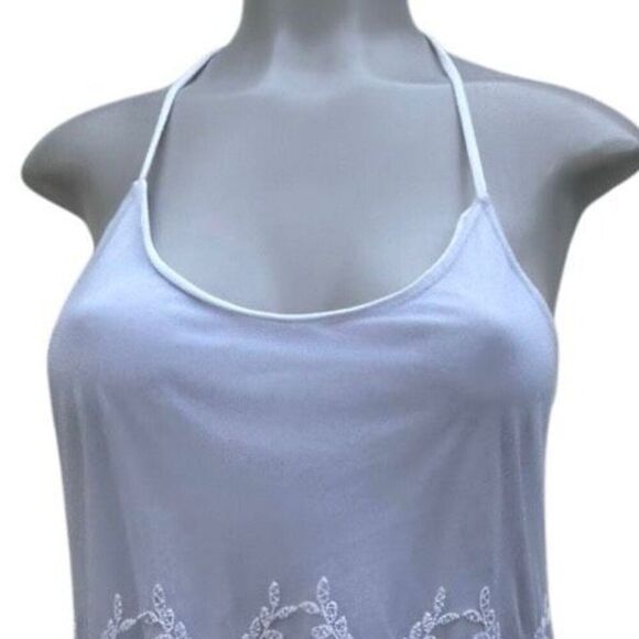 You Are Not Alone Cami Tank Top Women's Medium White Halter Embroidered Crochet - Picture 3 of 14
